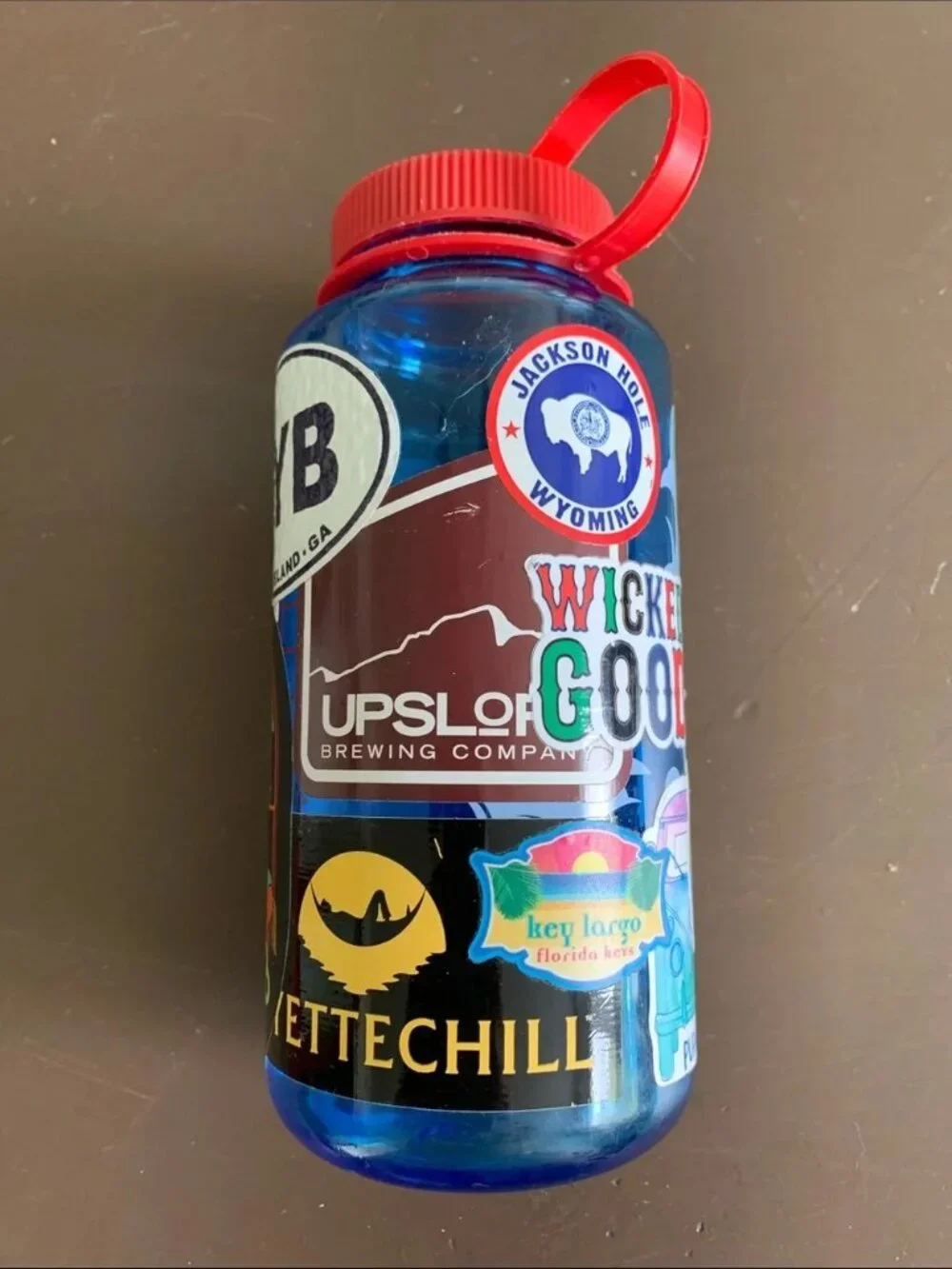 Blue and Red Nalgene Bottle w/ Rad Stickers